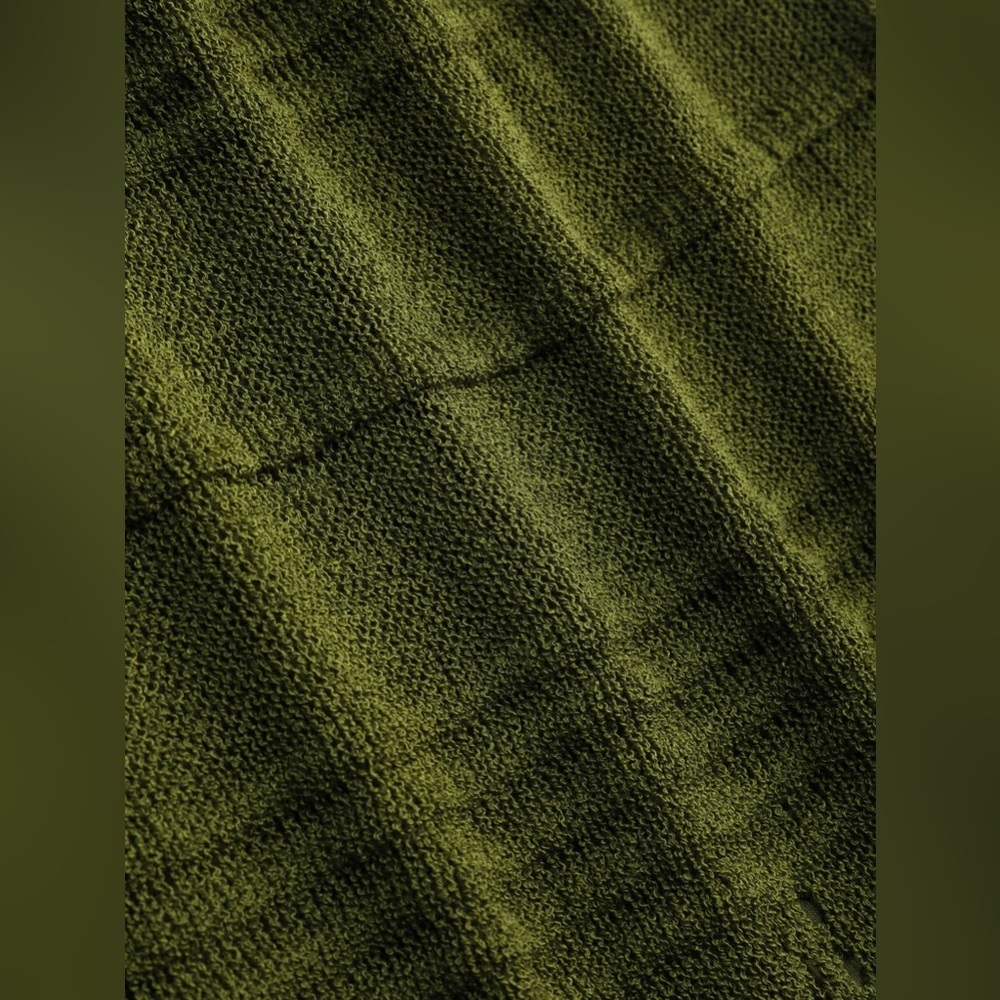 Cider Knit Lace Trim U-Neckline Midi in Matcha Green - Picture 5 of 11